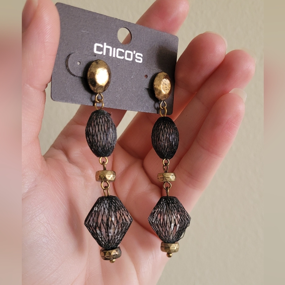 Chico's brassy drop earrings